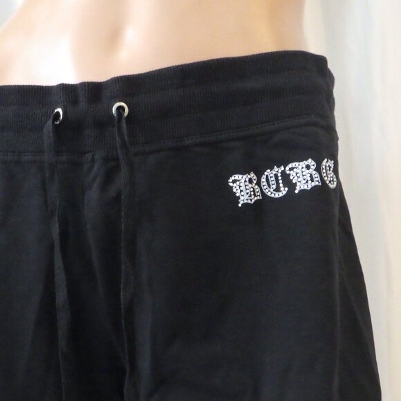 NWT BCBG sz SM MED LG XL 95% cotton BLK SILVER TWIN ROSE BUTTERFLY 2PC TRACKSUIT - Picture 7 of 16